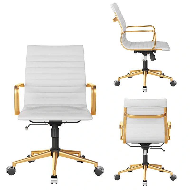 Black Ribbed Swivel Office Chair with Tilt Function