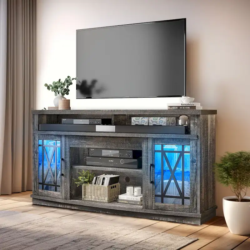 59-Inch Highboy 2-Door LED TV Stand for TVs up to 70 Inches