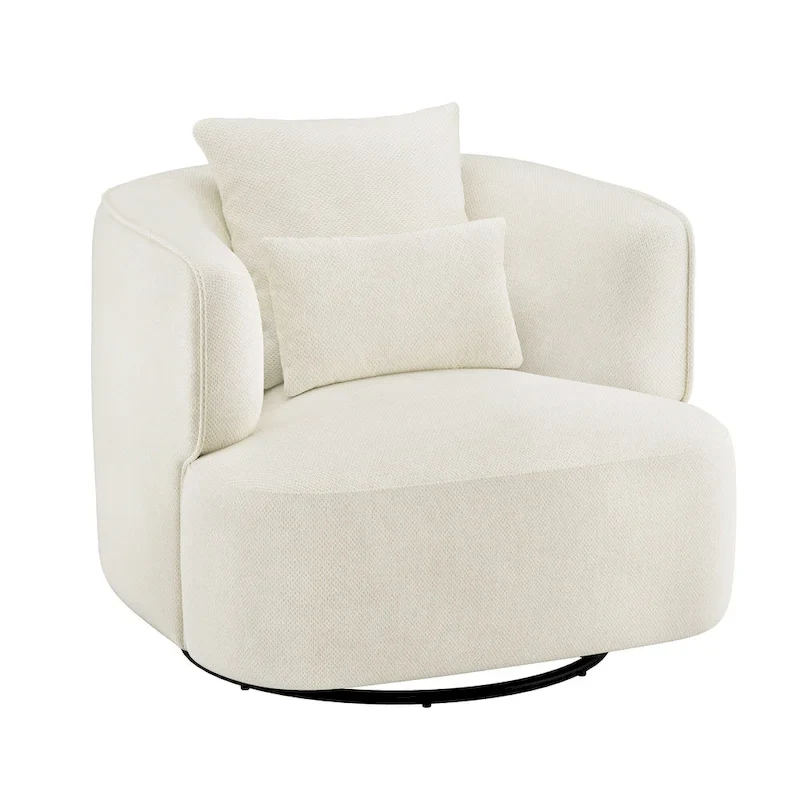 Swivel Accent Armchair Fabric Blend, Modern Barrel Living Room Sofa Chair - 32.7 W x 32.7 D x 26.8 H