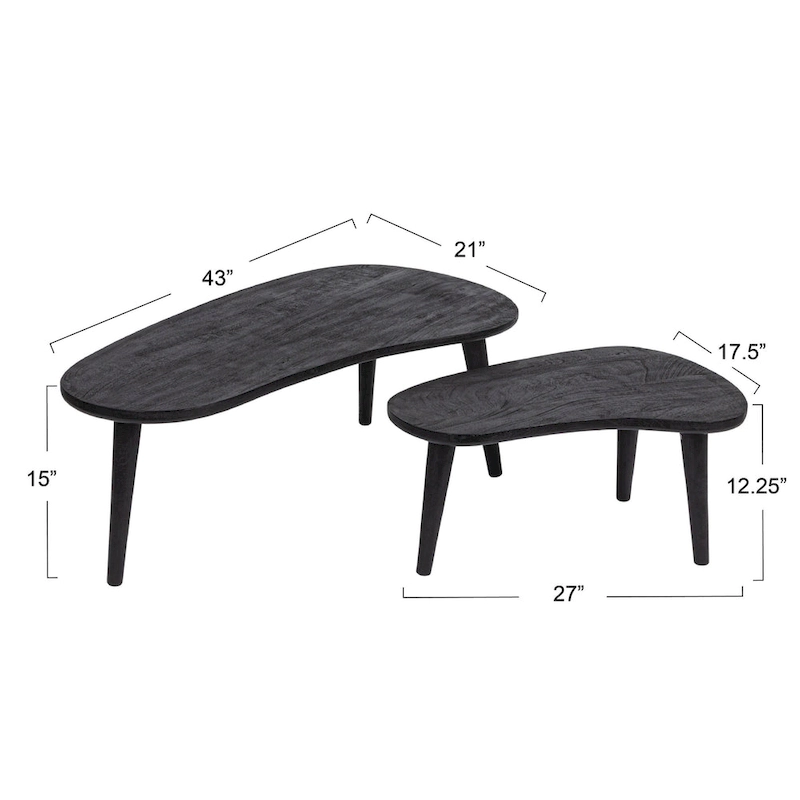 Oblong Wood Nesting Coffee Tables - 43.0L x 21.0W x 15.0H