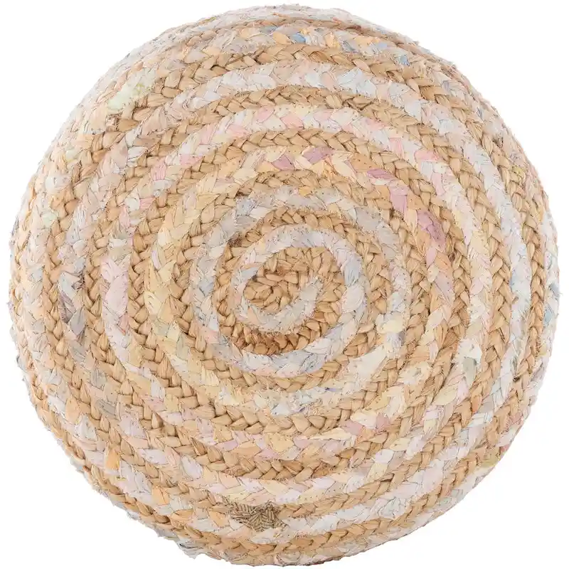 Livabliss Baeley Hand Crafted Bohemian Jute and Wood Foot Stool