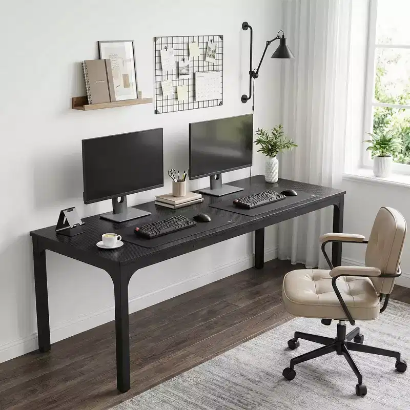 MAYEERTY 78.7 Extra Long Industrial Double Workstation Desk, 2-Person Home Office Desk with Heavy-Duty Metal Frame, 200lbs Capacity MDF Tabletop