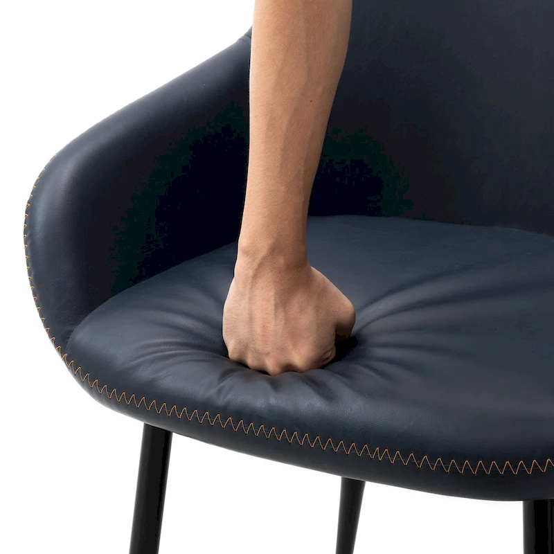 Glitzhome Set of 4 Mid-Century Leatherette Stitched Dining Accent Armchairs