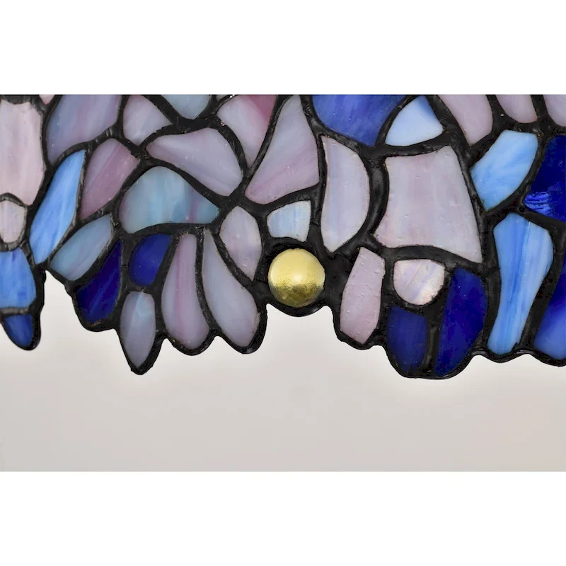 Rikkie 2-Light Wisteria Design Stained Glass Shade Tiffany-Style Pendant Lamp
