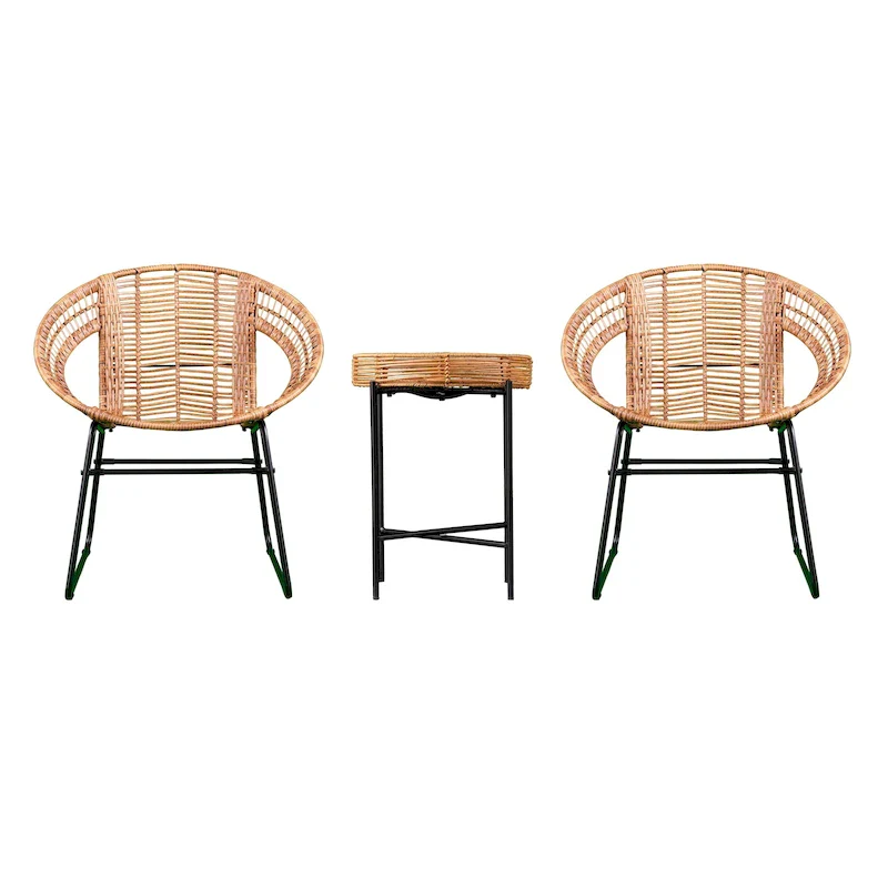 SEI Furniture Arti Contemporary All-Weather Natural Rattan 3-Piece Patio Bistro Set