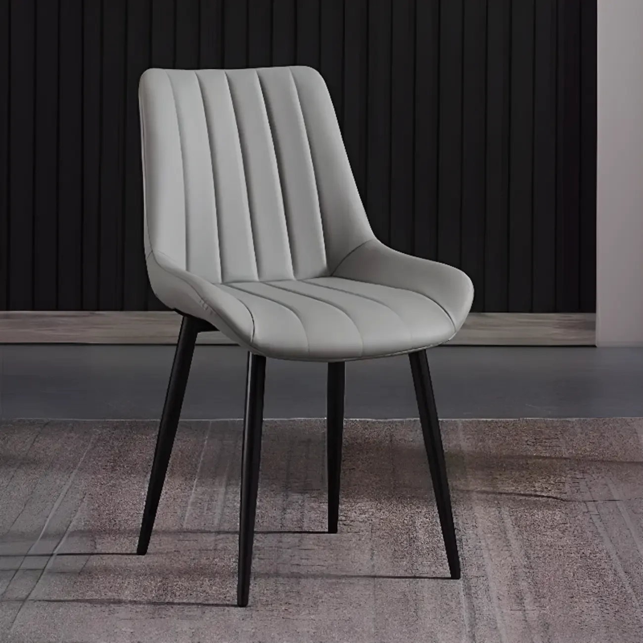 Minimalist Low Back Trufted Leather Upholstered Dining Chair