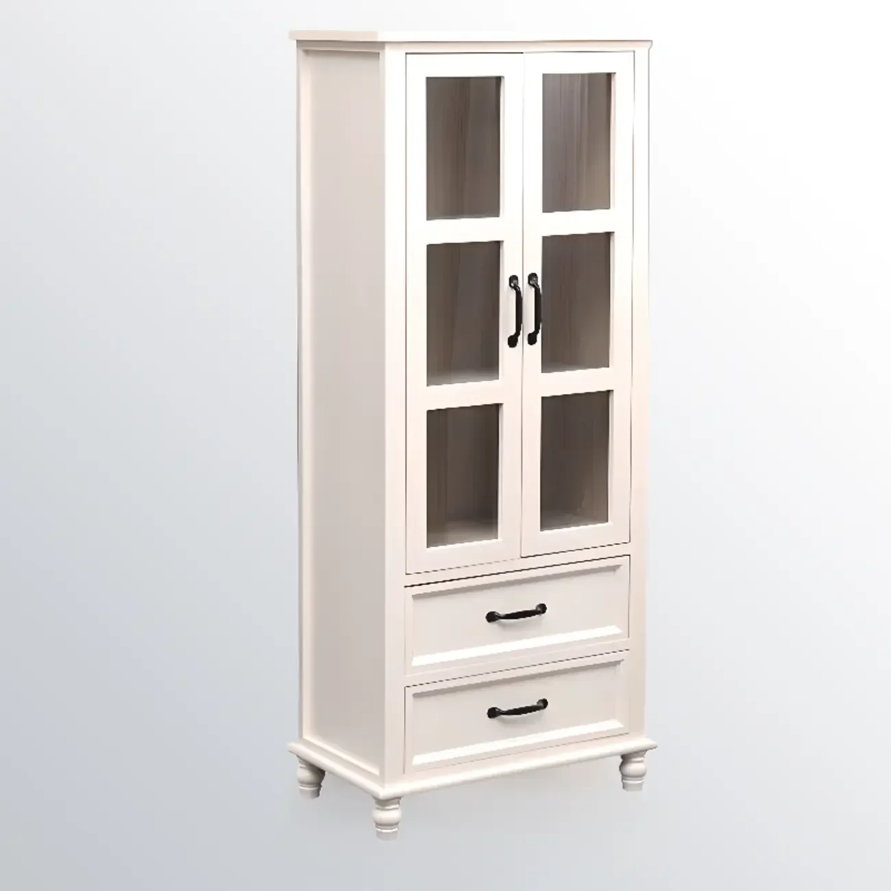 Freestanding Solid Wood White Cabinet with Drawers