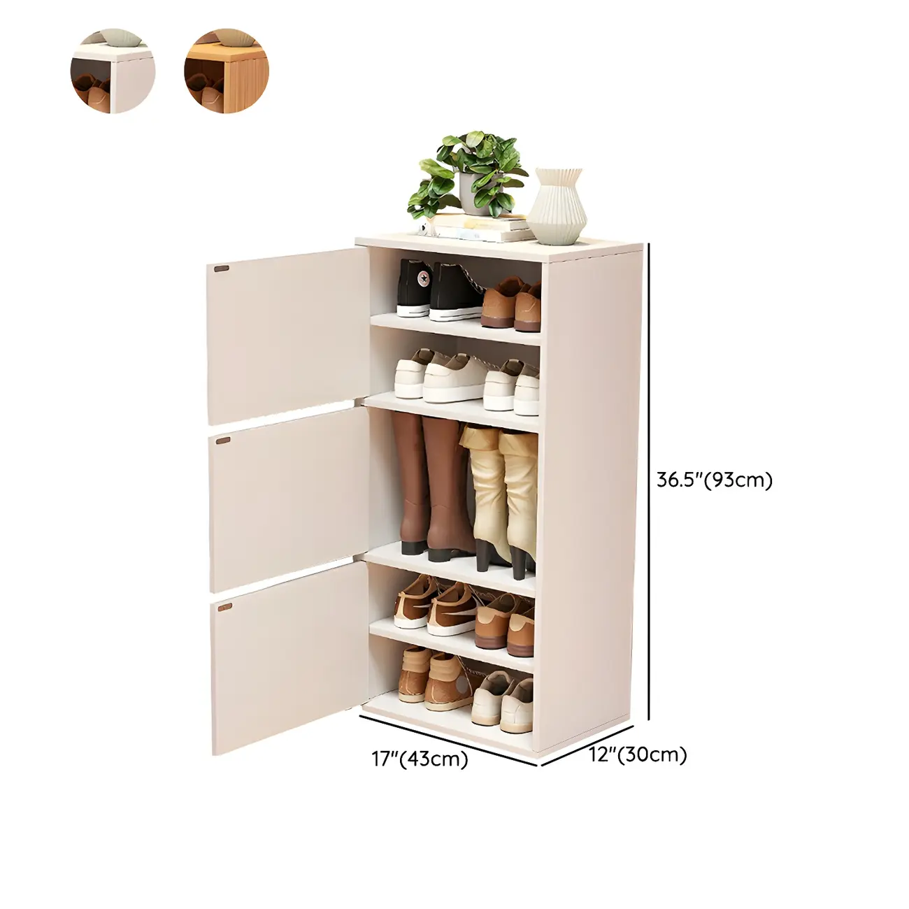 Modern White Tall Shoe Cabinet with Adjustable Shelves