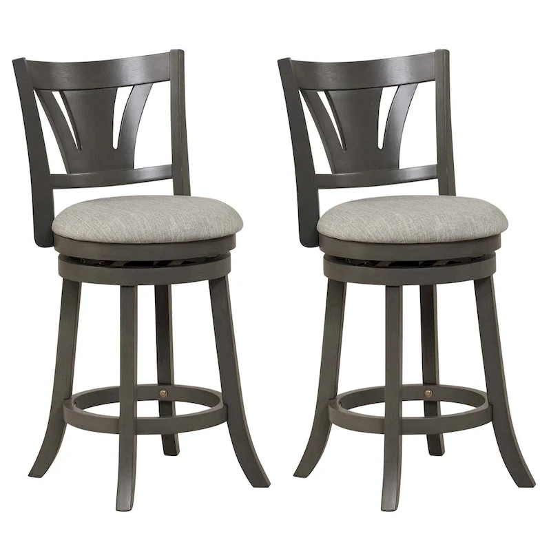 1/2/4 PCS 26.5  Swivel Bar Stool Counter Height w/ Rubber Wood Legs