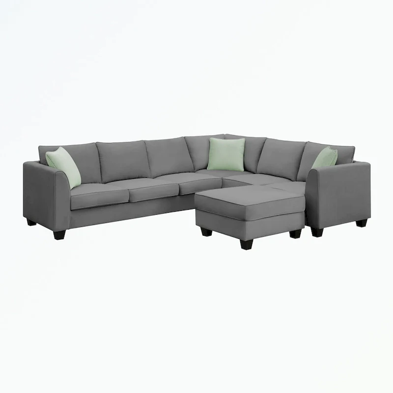 Modular Sectional Sofa with Ottoman and 3 Pillows