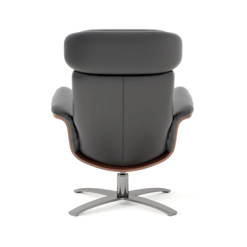 Jovan 31.5 Curved Wood Genuine Leather Recliner Lounge Chair