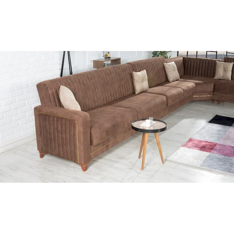Line Fabric Sleeper Sectional Sofa
