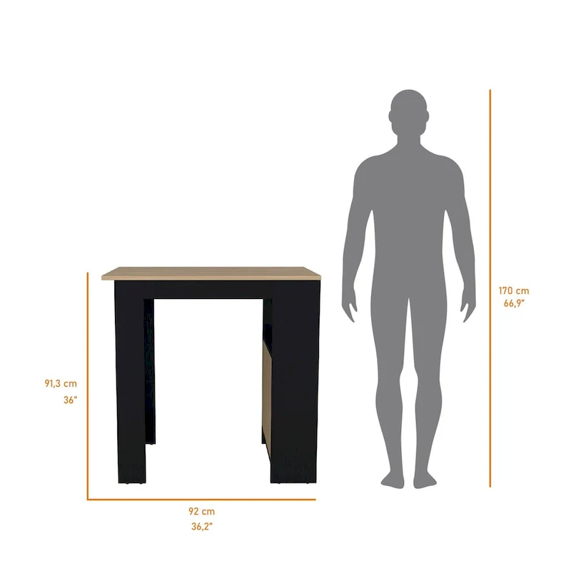 FM FURNITURE Arial Kitchen island in melamine,black/natural Oak