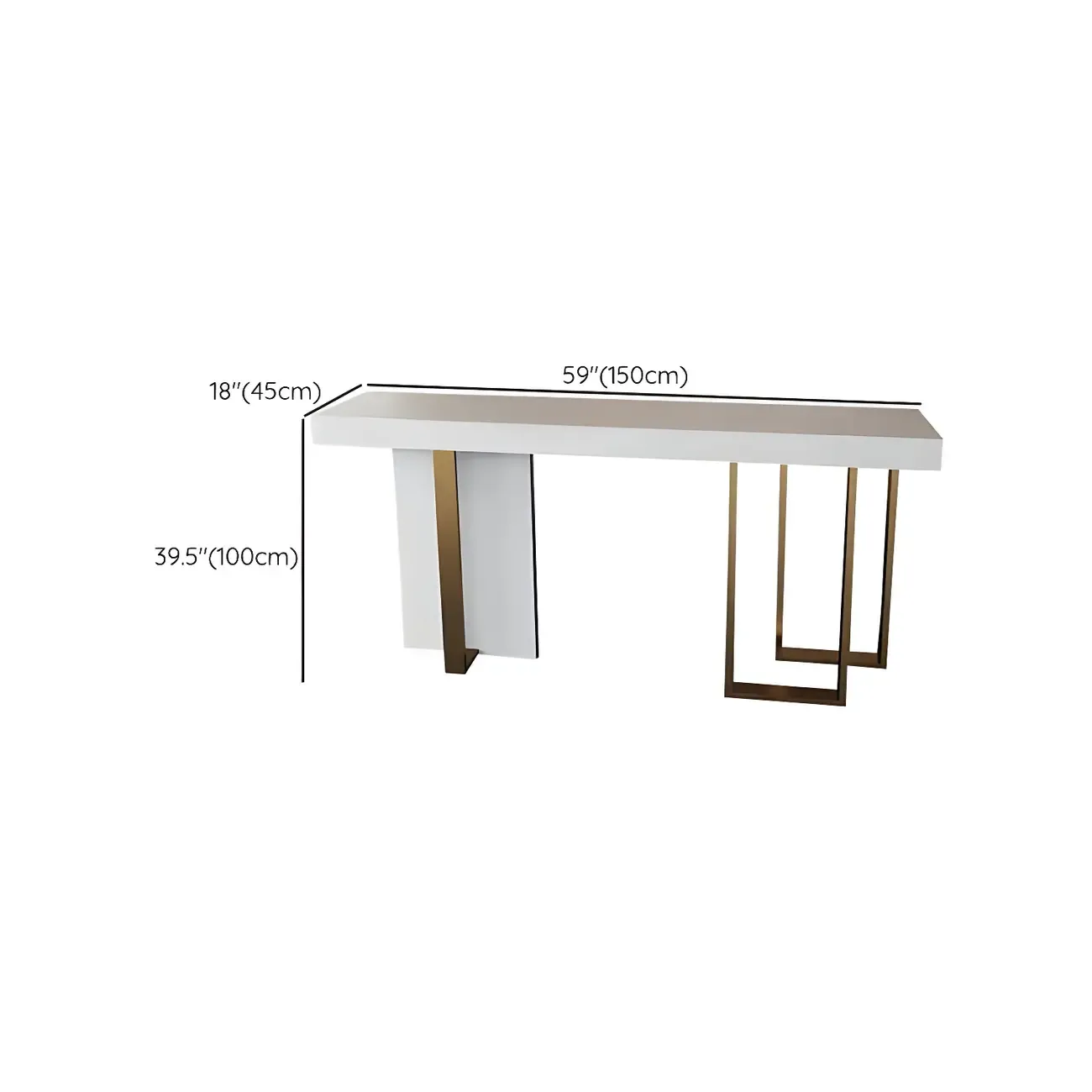 Glam White Faux Marble Gold Legs Bar Tables