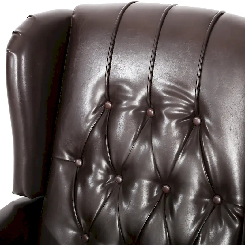 Classic Tufted Bonded Leather Recliner Set (2-Piece) with Nailhead Trim