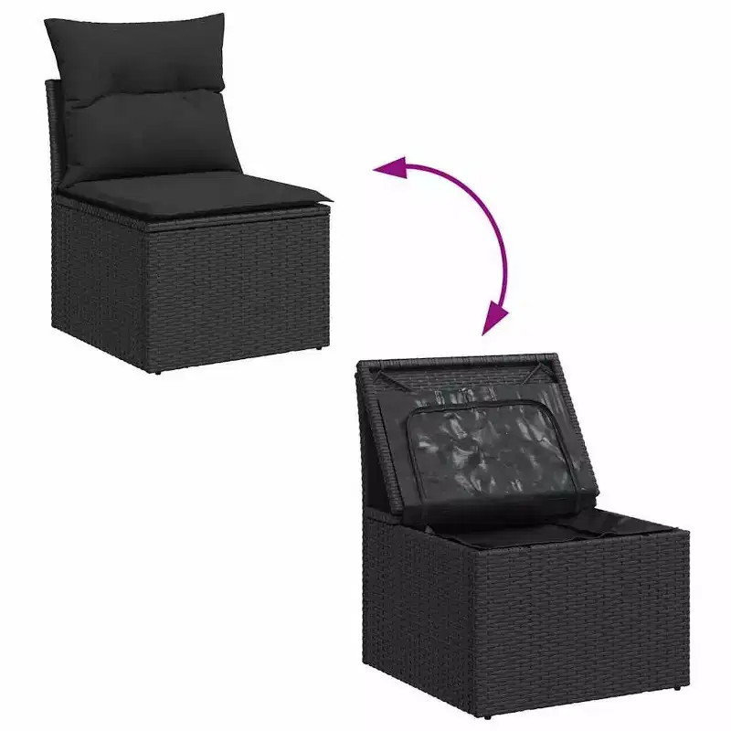 vidaXL Garden Chair Black PE Rattan Medium Modular Garden Chair