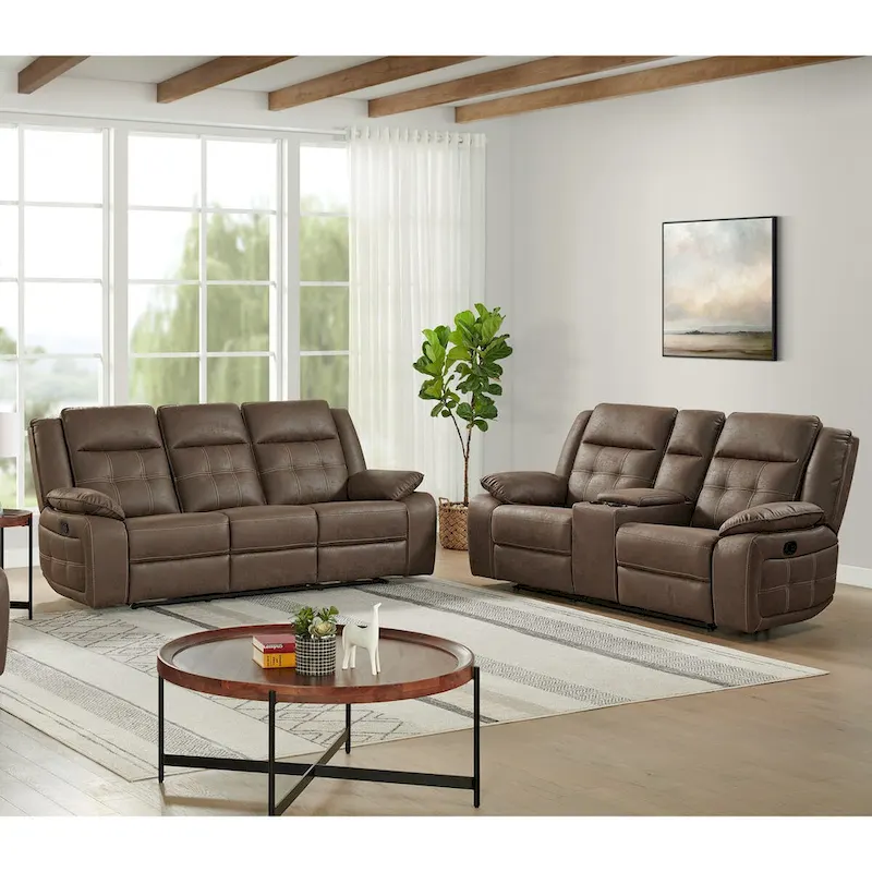 Lesley 2-Piece Living Room Reclining Set, Brown