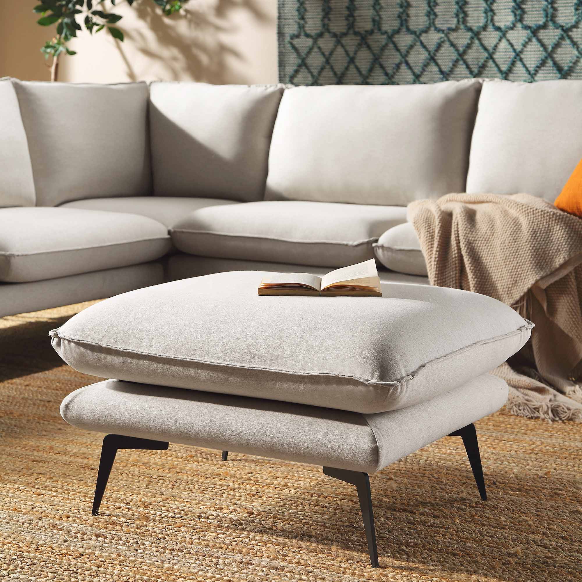 Oatmeal Fabric Footstool