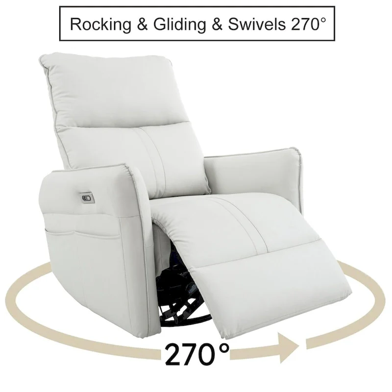 270° Power Swivel Rocker Recliner with USB Charging