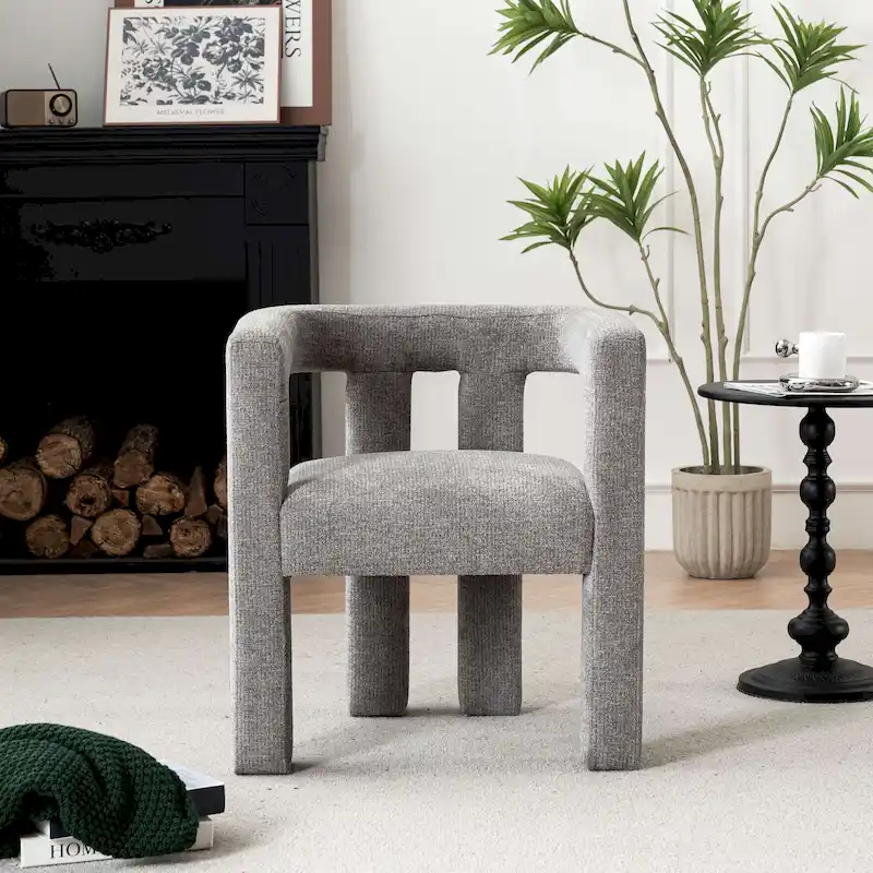 Set of 1 Chic design Barrel shaped Fabric Upholstered Accent Armchair