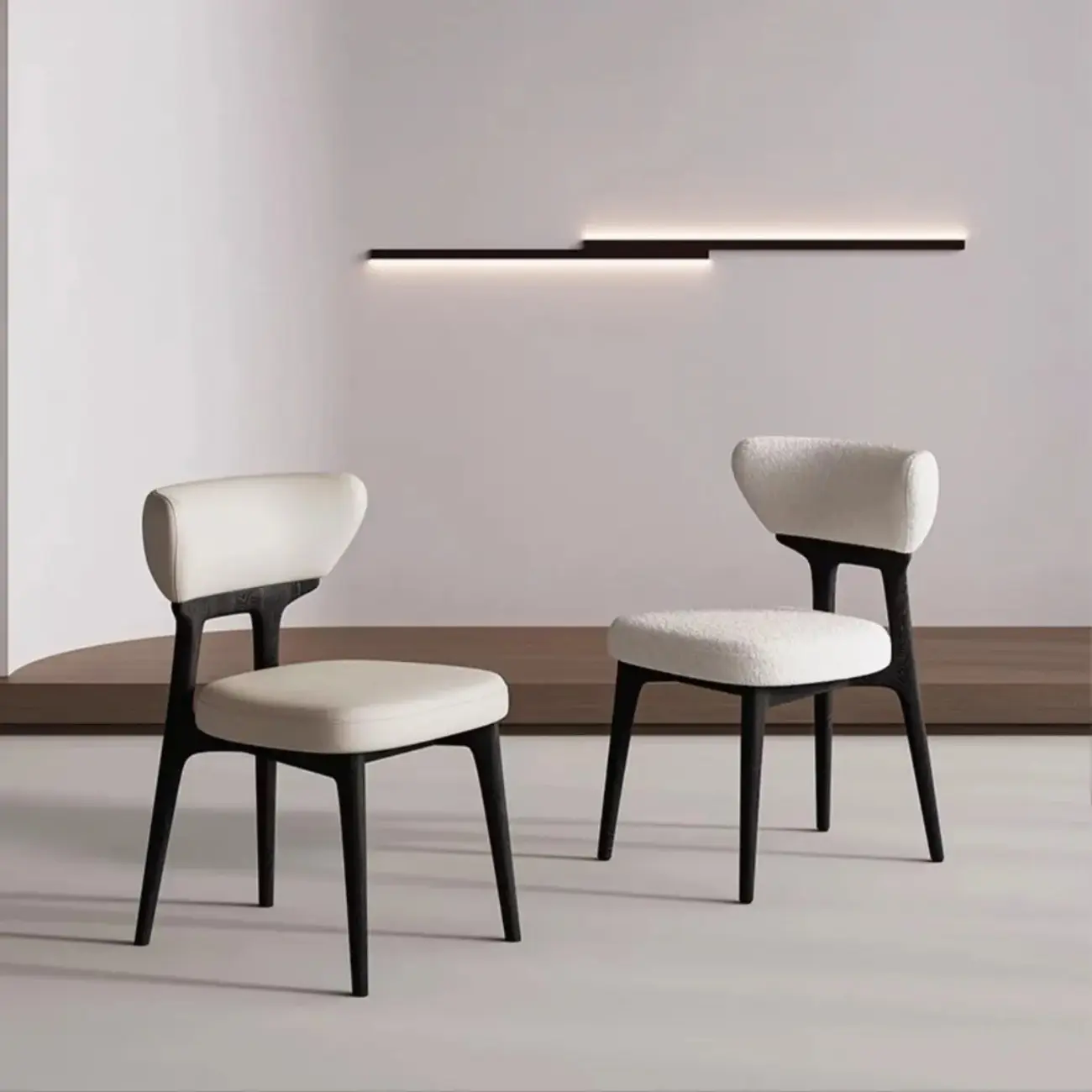 Scandinavian Low Back Upholstered Wood Dining Chair