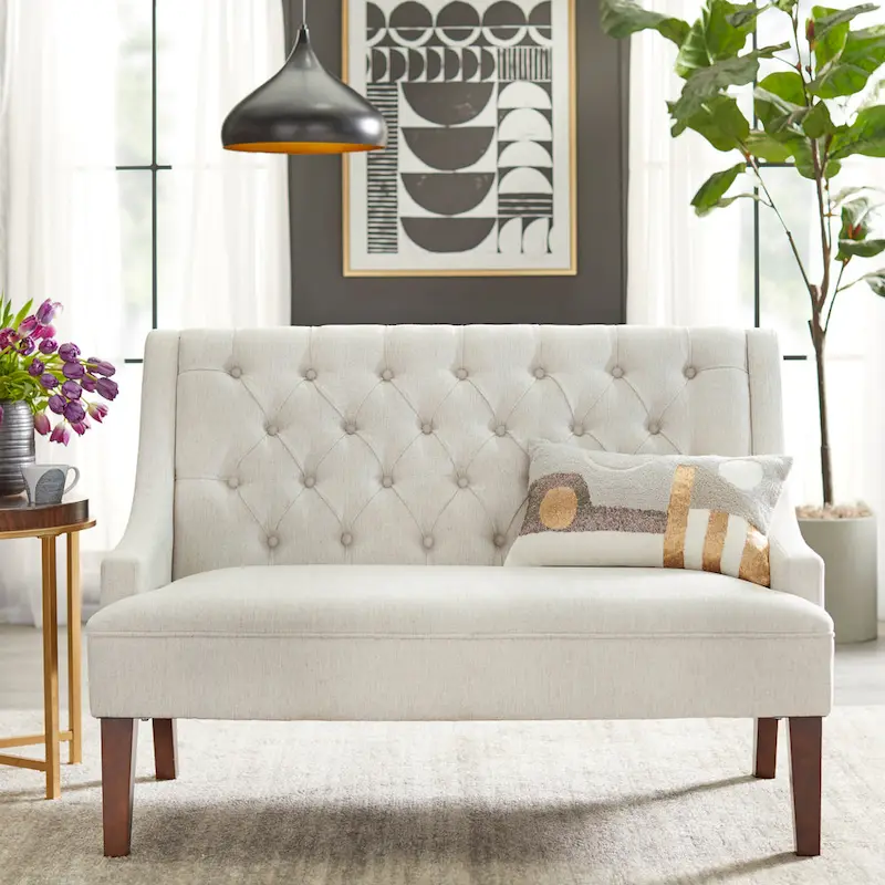 Pearl / Blue / Linen / Emerald Green / Grey Mid-Century Loveseat, 2-Seater