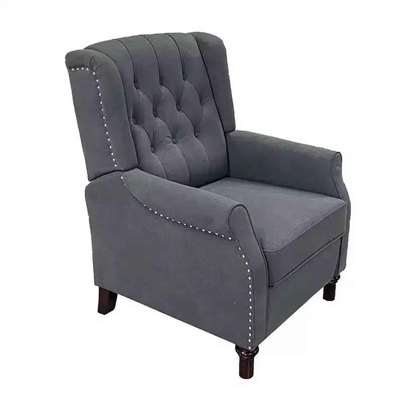 Push Back Recliner Chair, Linen Fabric Reclining Lounge Chair, Adjustable Reclining Sofa With Upholstered Seat
