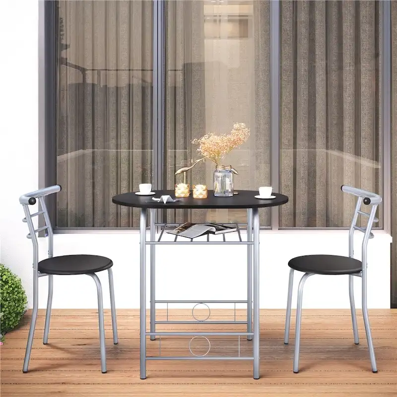 Yaheetech Modern Round Dining Table Set, 3 Piece Dining Room Sets