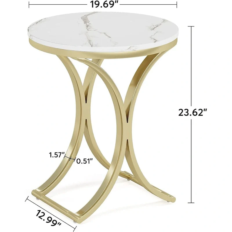 Side Table Small C End Table Modern Round Coffee Table