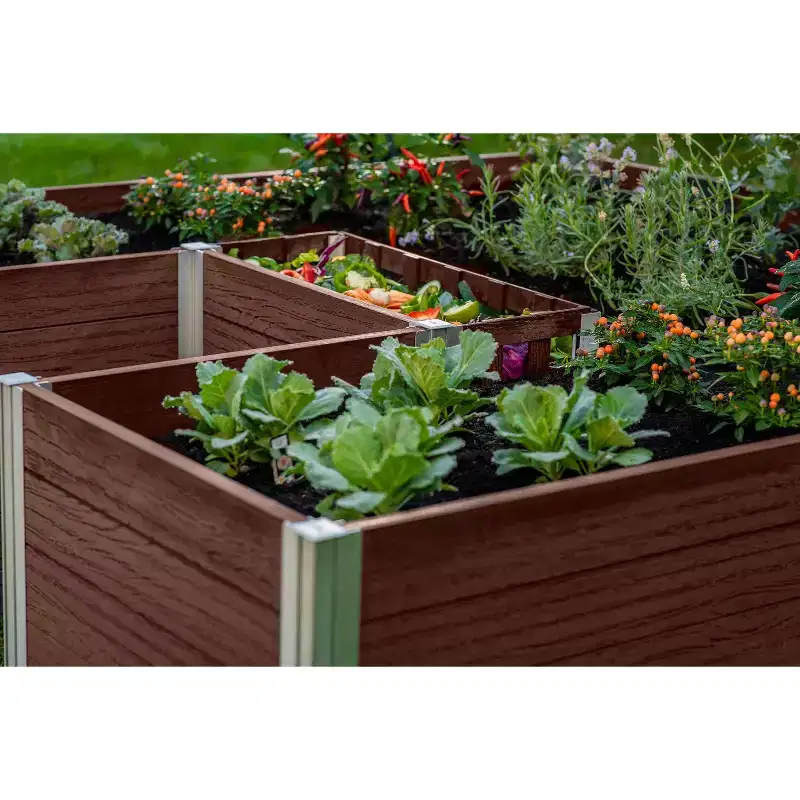 Vita 72"x72" Vinyl Urbana Keyhole Raised Garden Bed Espresso: UV & Weather-Resistant