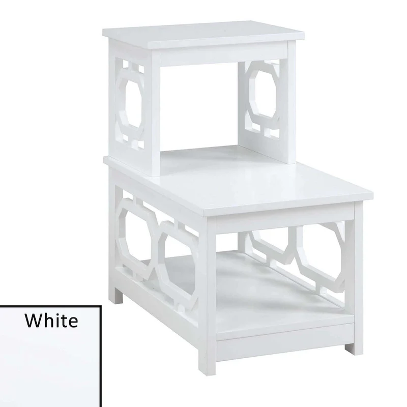 2 Step Chairside End Table - Espresso, White, Black - Multi-Person Use