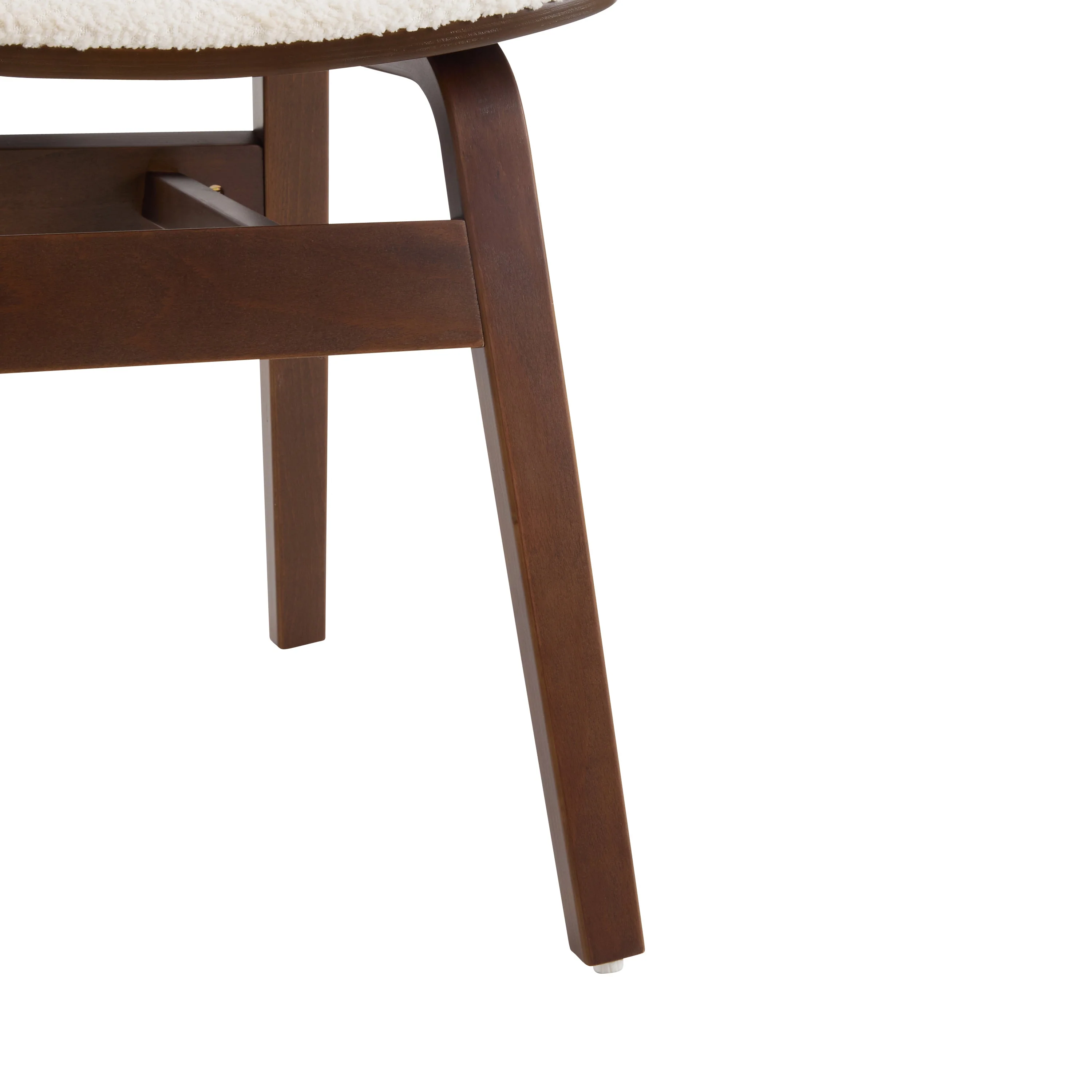 White Boucle & Walnut Bentwood Dining Chair, Set of 2