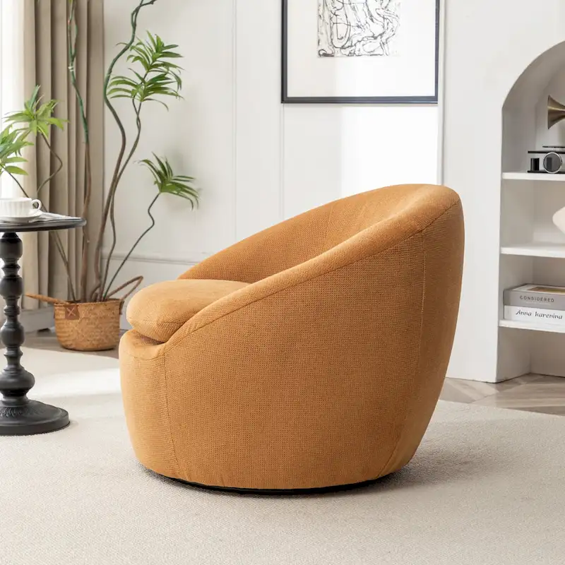 Swivel Barrel Chair - 360° Rotation - Boucle Fabric