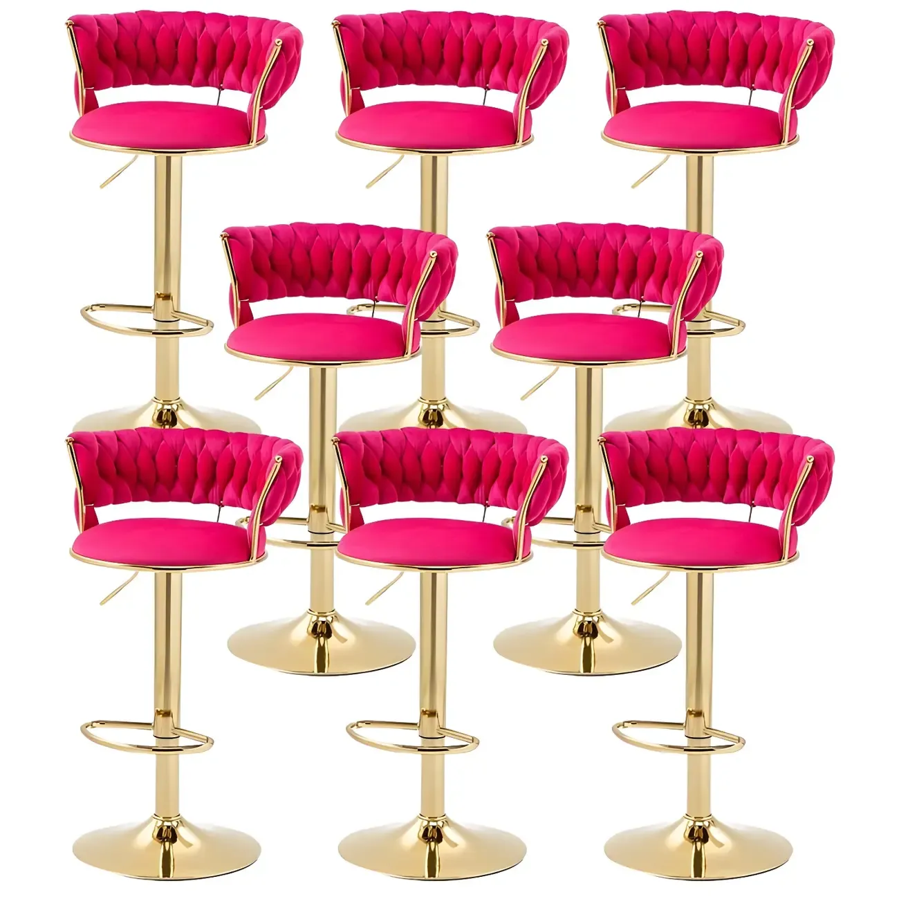 Gold Base Low Back Adjustable Swivel Bar Stool