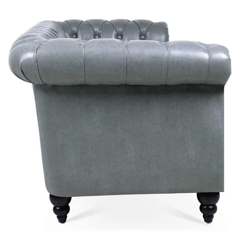 GEITIN 84.65 PU Rolled Arm Chesterfield 3 Seater Sofa