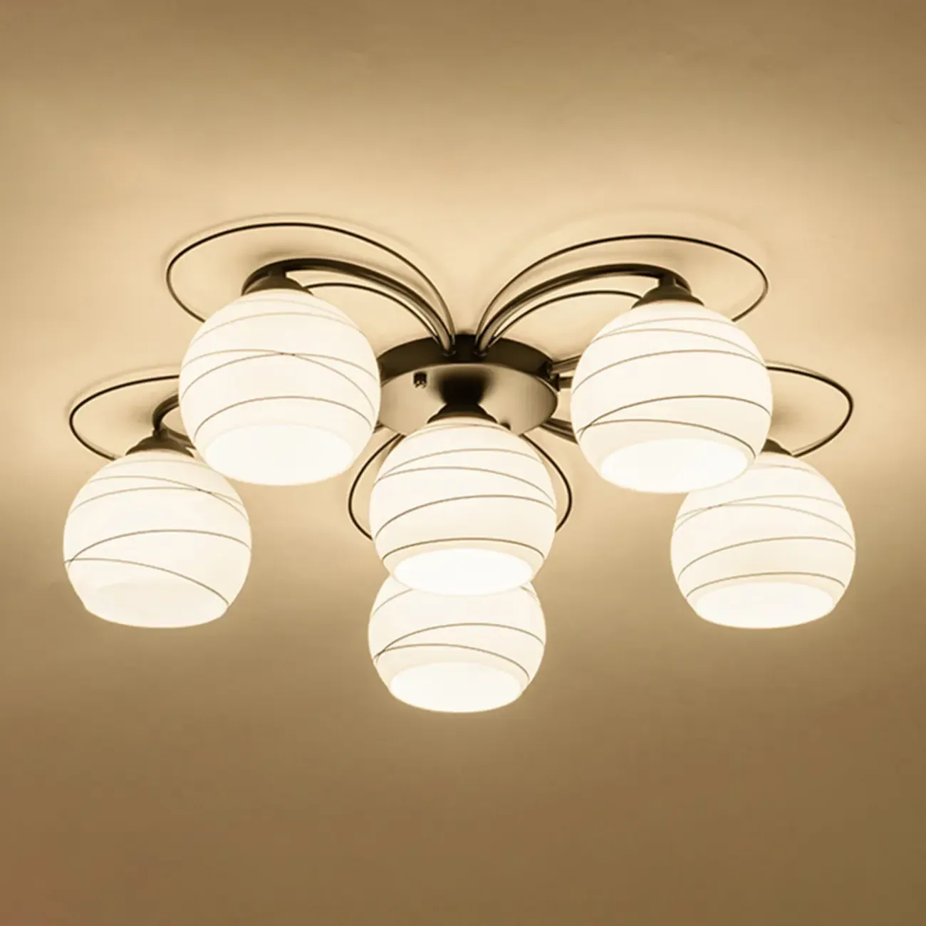 Traditional Black Cylinder Glass Semi-Flush Mount Ceiling Light