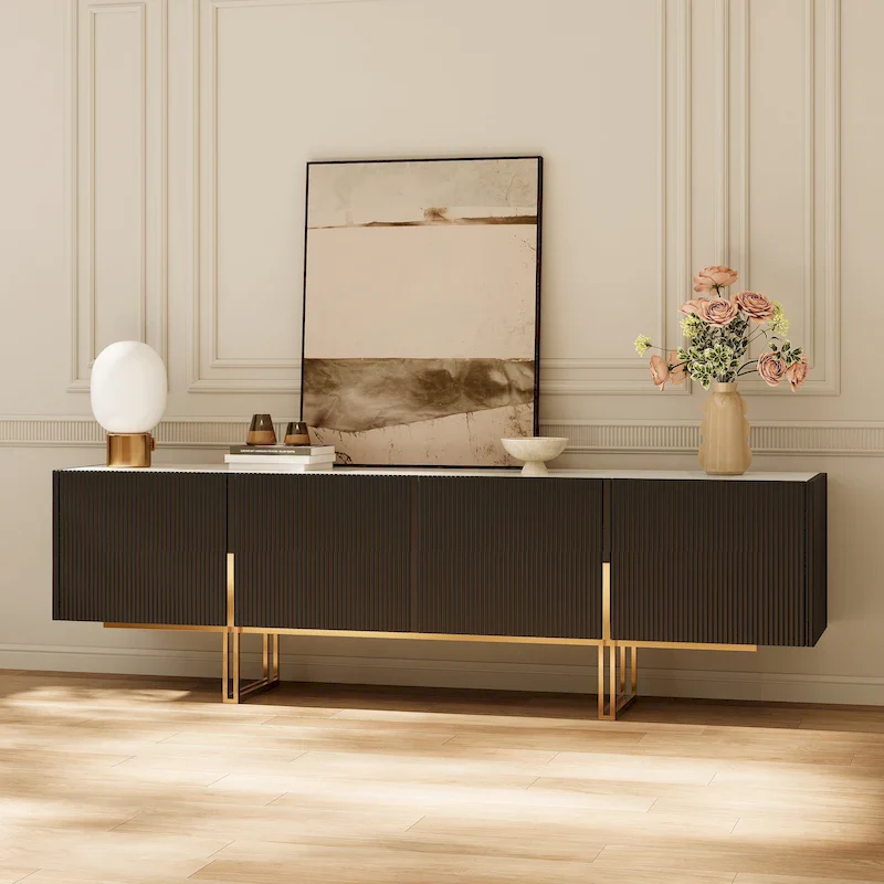 78.7  TV Stand, Entertainment Center with Faux Marble Top