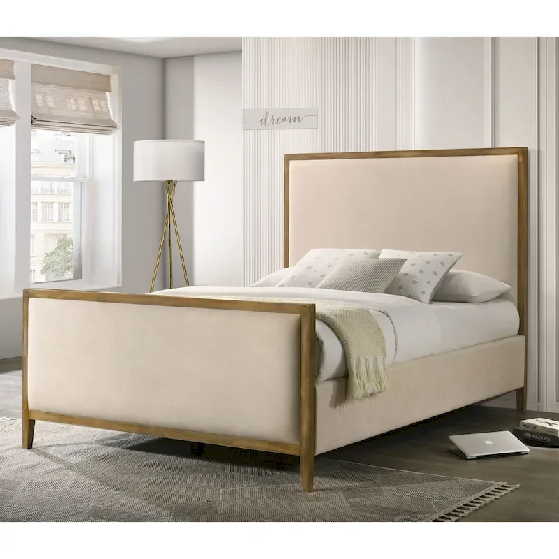 Furniture of America Jennie Modern Natural Oak Wood Platform Bed
