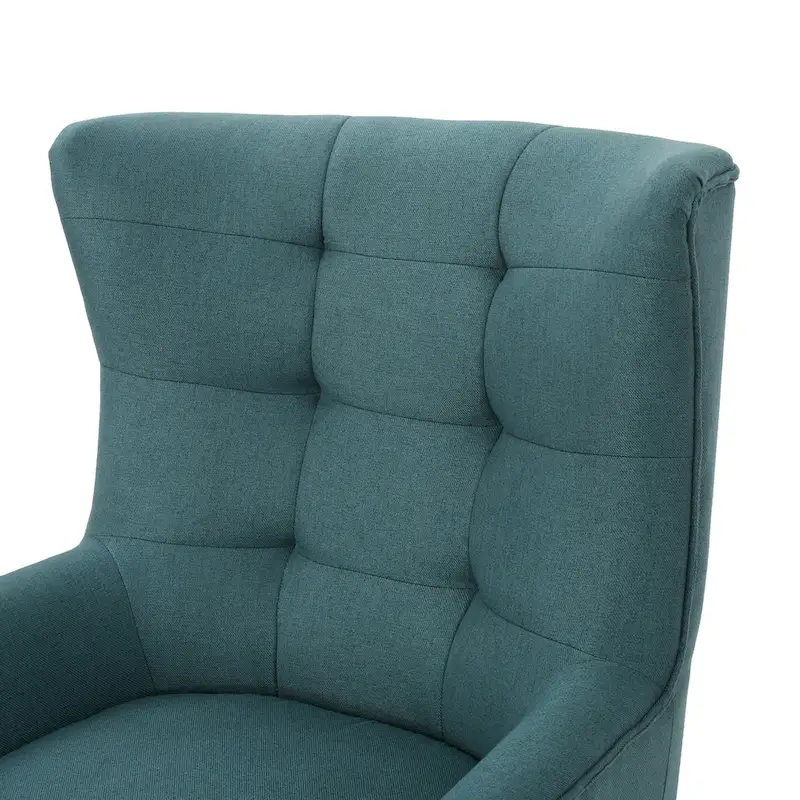 Modern 32.5 High Back Upholstered Button Tufted Wingback Chair with Rubber Wood Legs