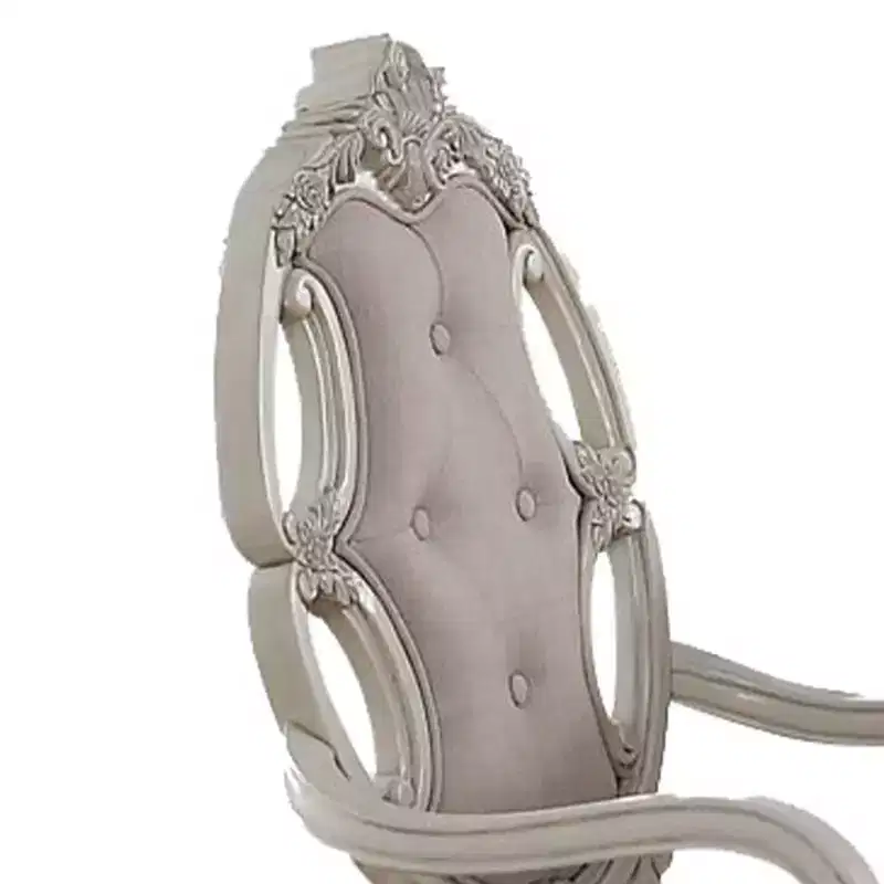 23" Ragenardus Dining Chair Fabric and Antique White Finish - Acme Furniture
