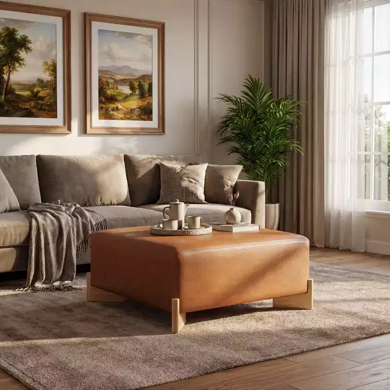 Christopher Knight Home Thanyarat Modern Square Wooden Boucle Upholstered Ottoman