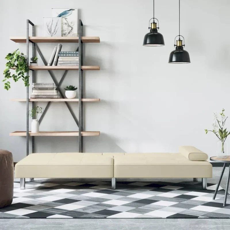 vidaXL Sofa Bed Foldable Sleeper Sofa Couch Bed with Cup Holders Faux Leather - 78.7 x 35 x 27.6