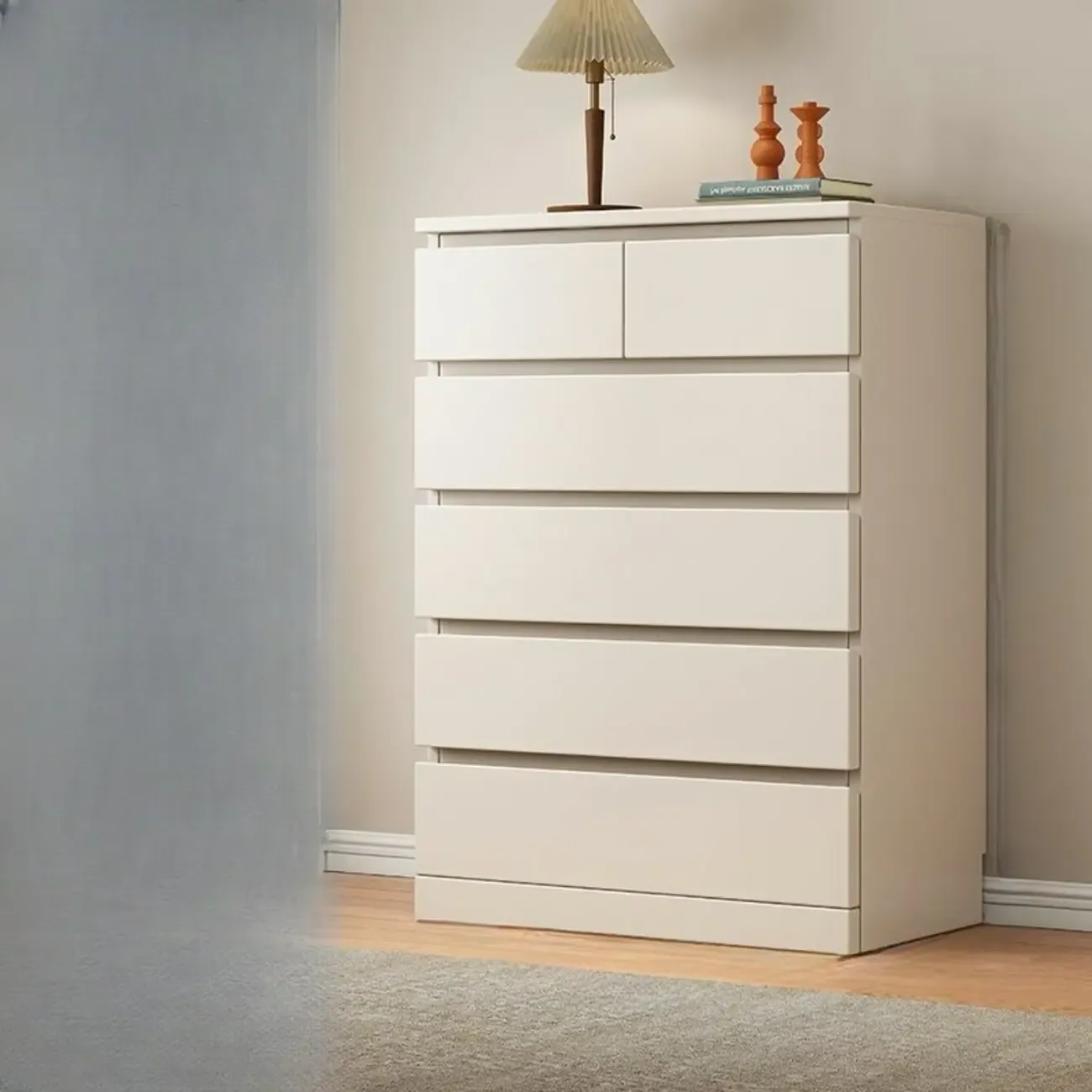 Modern Natural Wood Gloss Surface Dresser with 8-Drawers
