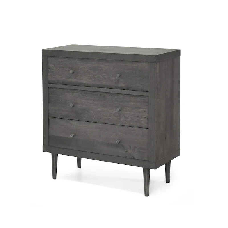 Walnut / Walnut+White / Gray Maple Mid-Century Modern 3-Drawer Chest – Single