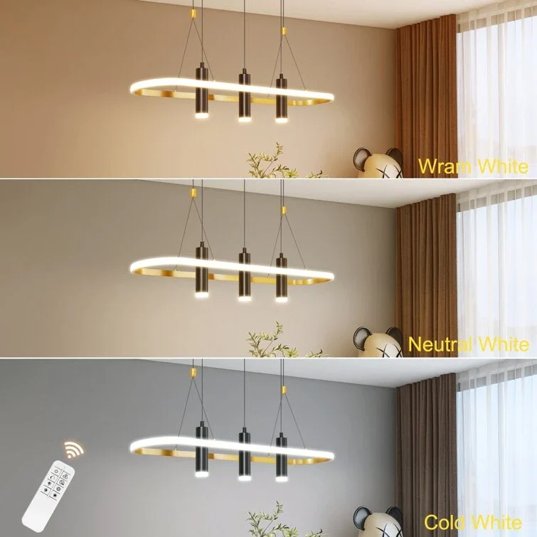 4 - Light Black/Gold Dimmable LED Pendant Light[No Bulb]