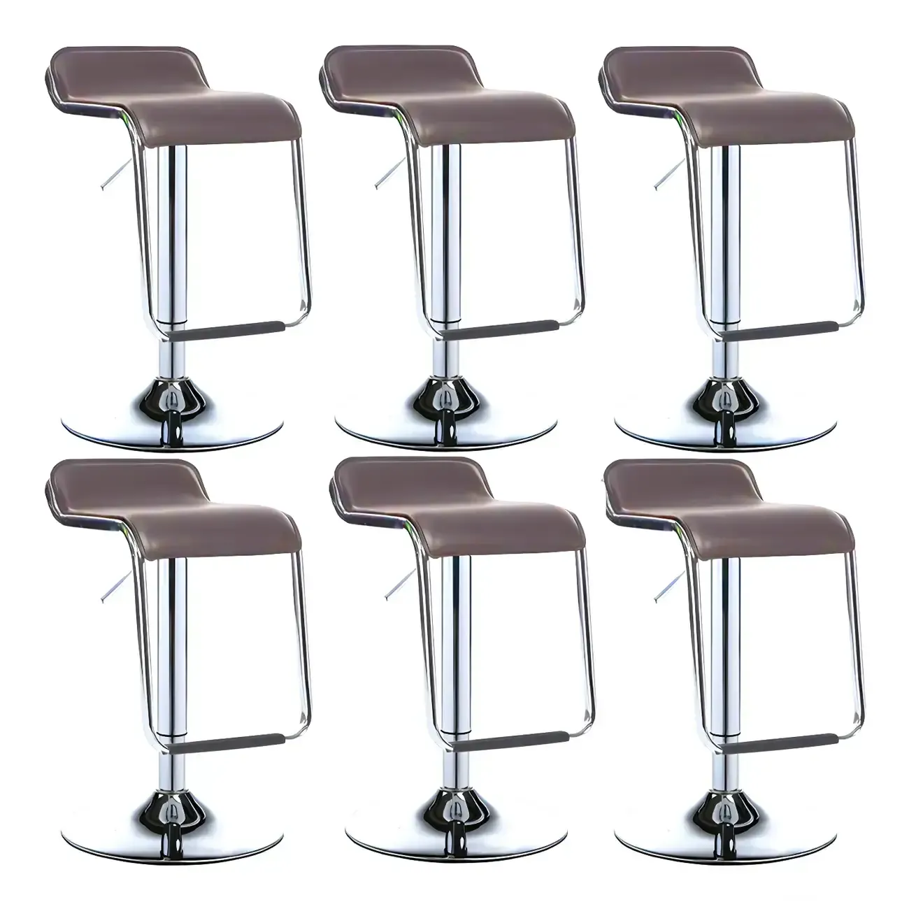 Modern Pedestal Swivel Bar Stool Adjustable Height Low Back Faux Leather