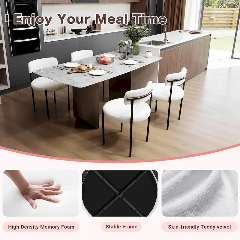 Upholstered Modern Mid Century Round Dining Chairs - Set of 2