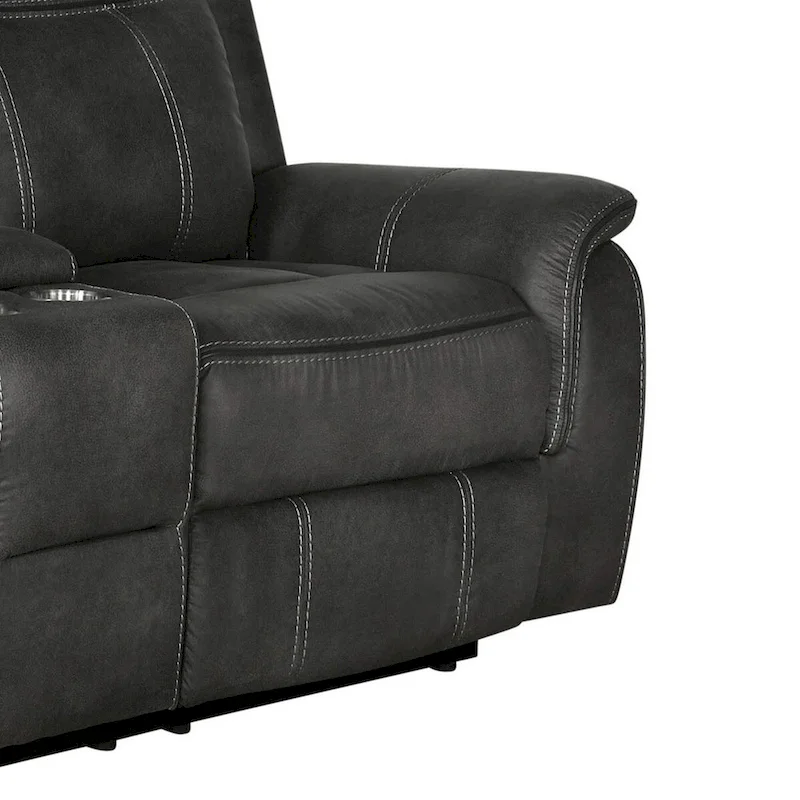 Tom 74 Inch Motion Manual Recliner Loveseat, Gel Foam, Black Faux Leather