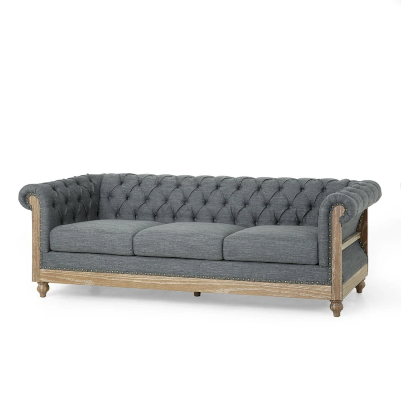 Saragus Chesterfield Sofa with Nailhead Trim by Christopher Knight Home - 85.50  L x 33.25  W x 28.50  H