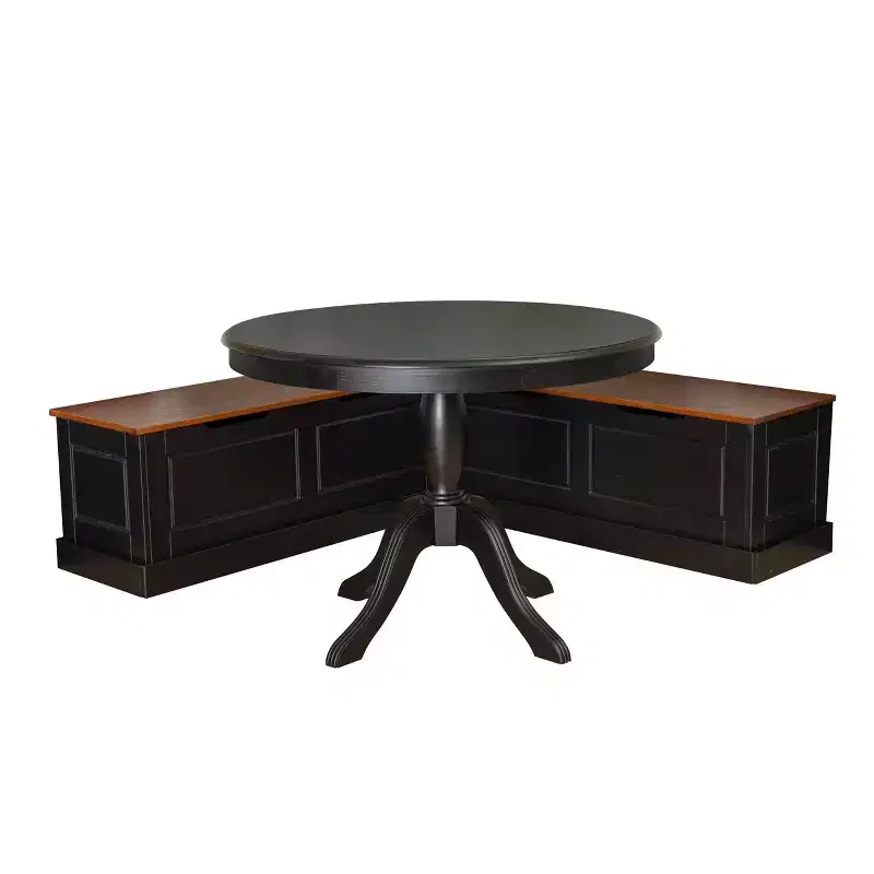 Linon 2pc Tobin Nook and Table Dining Set Black/Walnut